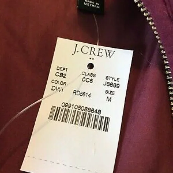 J Crew Ruffle Dark Red Wine Bergundy Quilted Puffer Vest Jacket Medium NEW - Picture 11 of 11